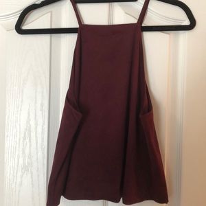 Wine colored velvet cropped shirt